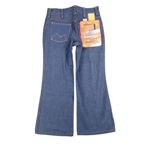 Maverick Western Boot Jean Boys 8 Husky Vintage 70s Deadstock Indigo Denim USA